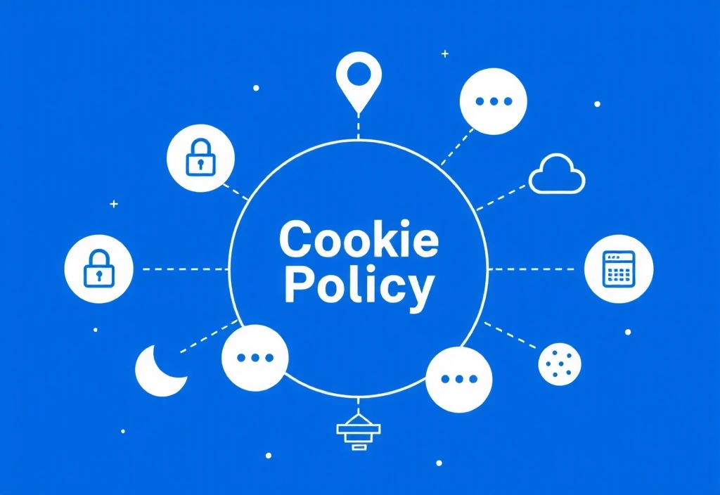 Cookie policy illustration showing digital privacy and data protection concepts